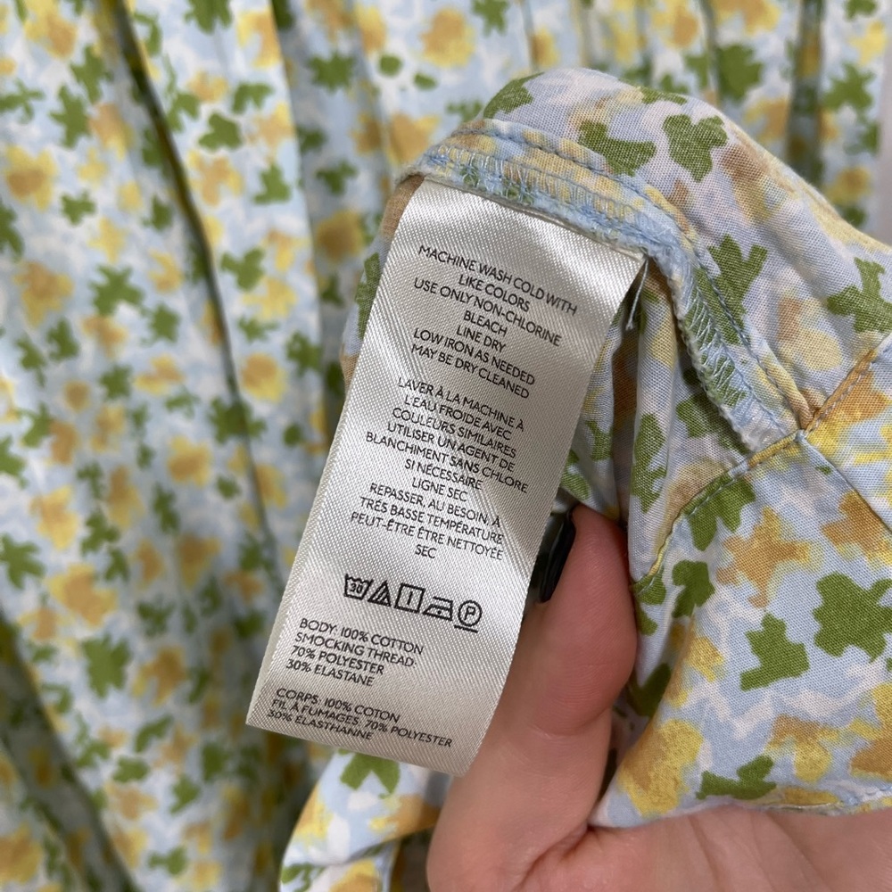 Free People Floral Midi Dress Smocked Sundress Summer Beach Cotton Size M - Picture 8 of 16